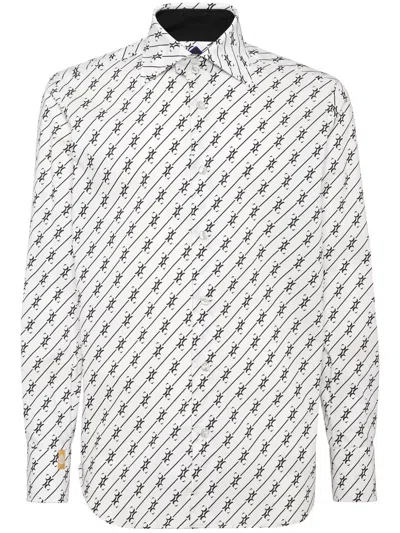 Billionaire Monogram Cotton Shirt In White
