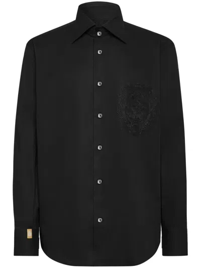 Billionaire Monogram-embroidered Shirt In 黑色