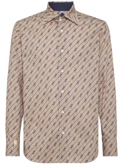 Billionaire Monogram-pattern Cotton Shirt In Neutrals