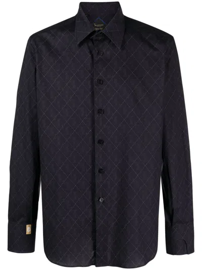 Billionaire Monogram-print Cotton Shirt In Black