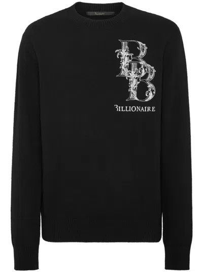 Billionaire Monogram-print Jumper In Black