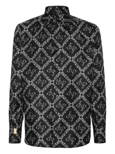 Billionaire Monogram Print Shirt In Black