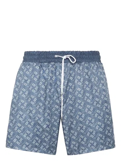 Billionaire Monogram-print Swim Shorts In Blue