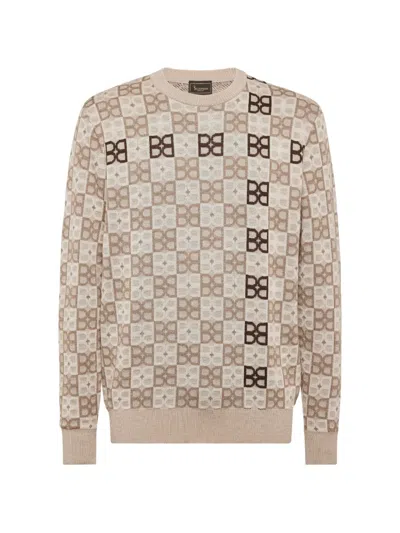 Billionaire Monogram-jacquard Jumper In Brown