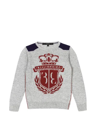 Billionaire Kids' Noble One Crest-detail Sweater In White