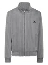 Billionaire Pinstripe Zip-up Jacket In Gray