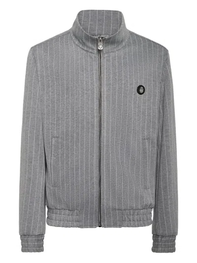 Billionaire Pinstripe Zip-up Jacket In Gray