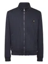 Billionaire Pinstriped Polyester Bomber Jacket In Blue