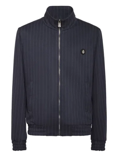 Billionaire Pinstripe Zip-up Jacket In Blue