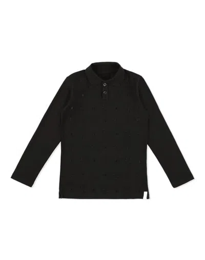 Billionaire Kids'  Polo Shirt Ls All Over Bb Boy In Black/black