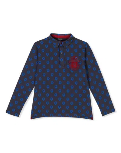 Billionaire Kids'  Polo Shirt Ls "adelgard" Boy In Darkblue