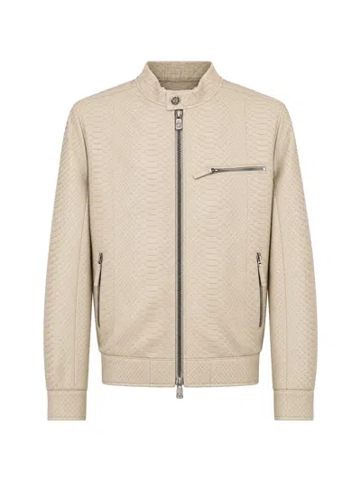 Billionaire Python-leather Jacket In Neutral