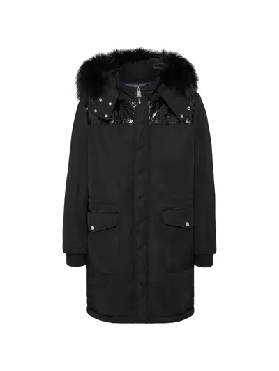 Billionaire Python-trimmed Fur-hooded Parka In Black