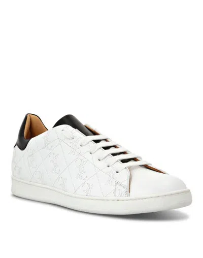 Billionaire Quilted Logo Leather Low-top Sneakers Men In White