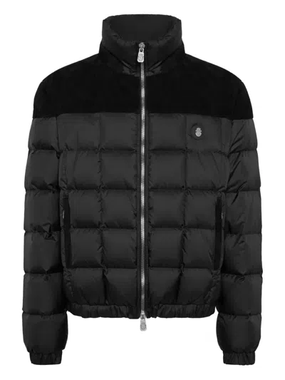 Billionaire Quilted Suede-panel Puffer Jacket In Black