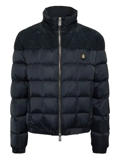 Billionaire Quilted Suede-panel Puffer Jacket In Blue