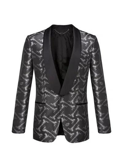Billionaire Robin Jacquard-logo Blazer In Black