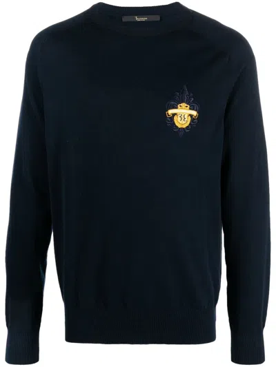 Billionaire Embroidered-logo Crew-neck Jumper In Blau
