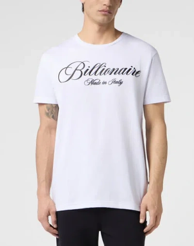 Billionaire Round Neck T-shirt Signature Men In White