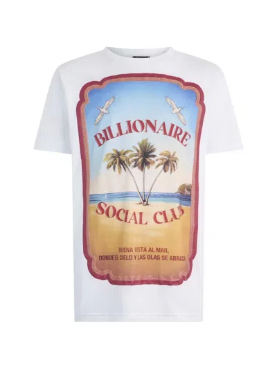 Billionaire Round-neck Graphic-print T-shirt In White