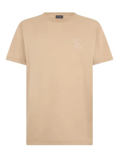 Billionaire Round-neck Logo-embroidered T-shirt In Neutral