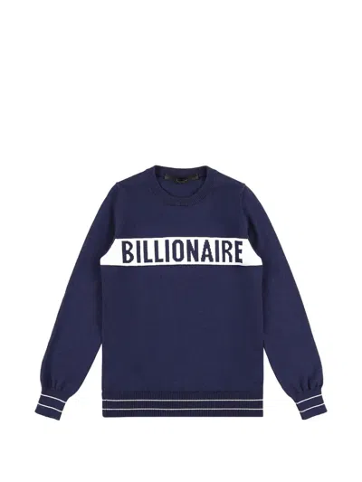 Billionaire Kids' Round-neck Statement Sweater In Blue