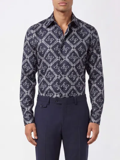 Billionaire Shirt Men Color Navy In Animal Print