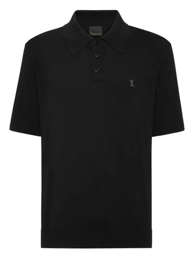Billionaire Short-sleeve Ribbed Polo Shirt In Black