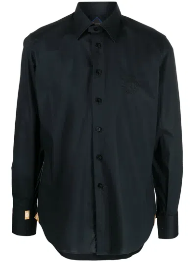 Billionaire Silver Cut Cotton Shirt In Black