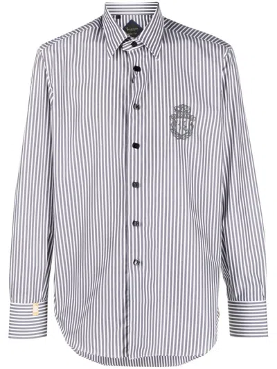 Billionaire Silver Cut Stripe-detail Shirt In Grey