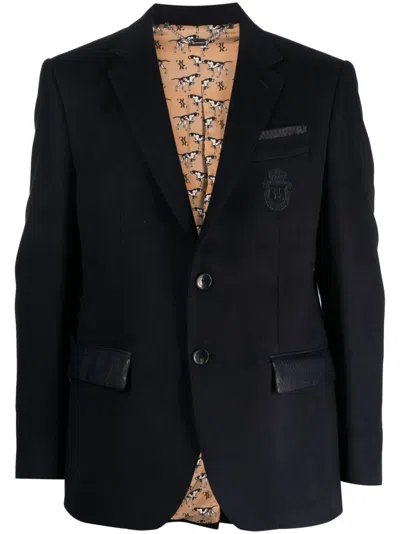 Billionaire Single-breasted Silk Blazer In Blue