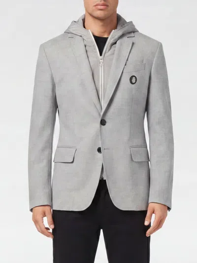 Billionaire Single-breasted Hooded Blazer In Gray