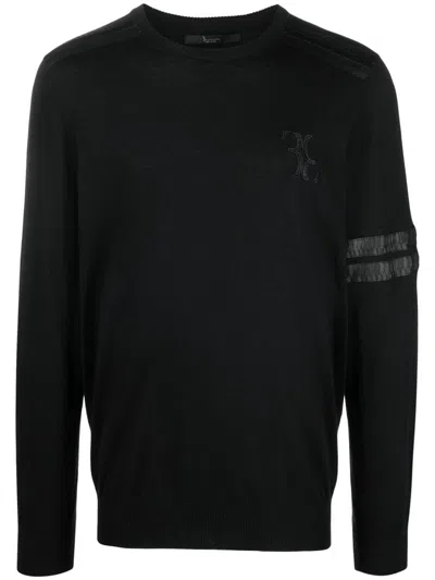 Billionaire Snakeskin-effect Fine-knit Jumper In Black