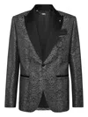 Billionaire Snakeskin-jacquard Blazer In Black