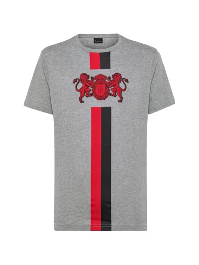 Billionaire Ss Double Lion Short-sleeve T-shirt In Gray
