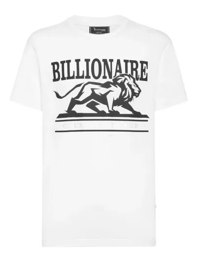 Billionaire Ss Lion-print Crew-neck T-shirt In White