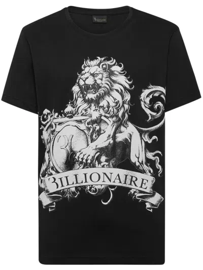 Billionaire Ss Logo-print Cotton T-shirt In Black