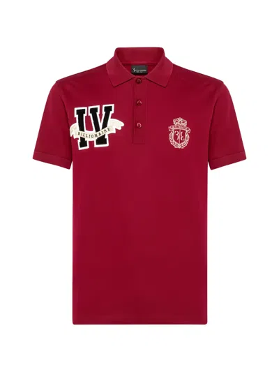 Billionaire Ss Members Logo-patch Polo Shirt In Red