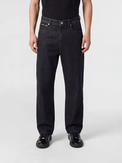 Billionaire Straight-fit Cotton Denim Jeans With Monogram Logo In Black