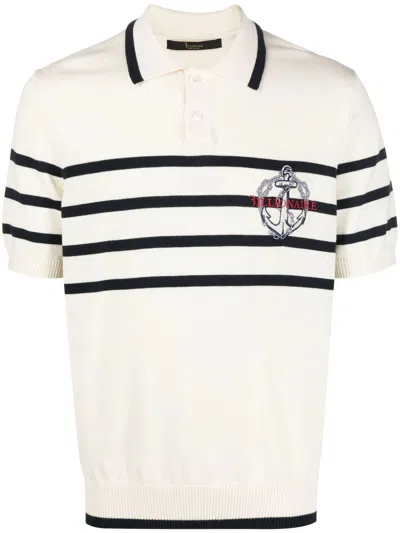Billionaire Gestricktes Poloshirt Mit Streifen In White