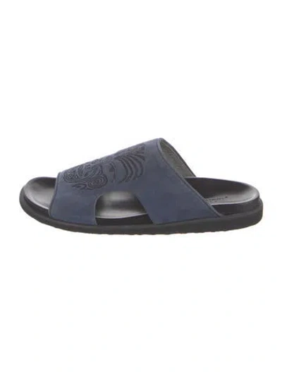 Pre-owned Billionaire Suede Slides In Blue