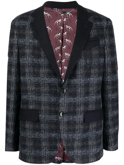 Billionaire Tartan-check Single-breasted Blazer In Blue