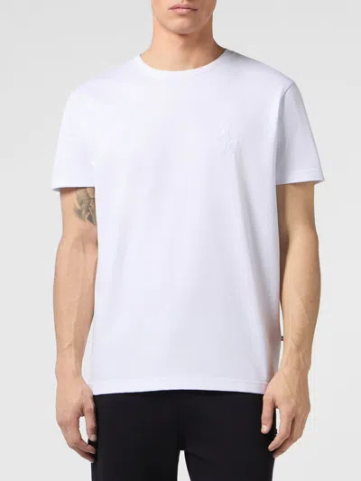 BILLIONAIRE BILLIONAIRE COTTON CREWNECK T-SHIRT WITH TONE-ON-TONE EMBROIDERED LOGO