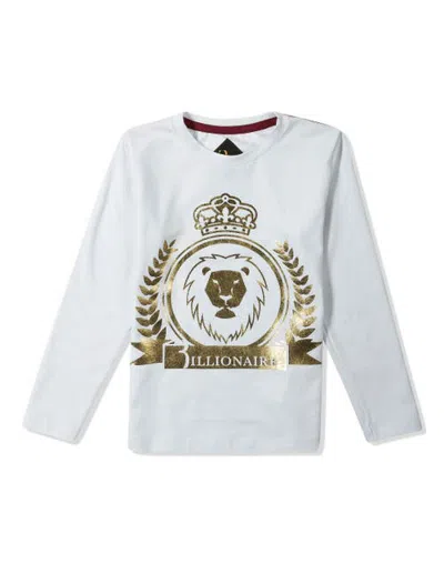 Billionaire Kids'  T-shirt Round Neck Ls "royal Fly" Boy In White