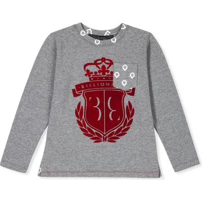 Billionaire Kids'  T-shirt Round Neck Ls "royal Mint" Boy In Greymel.medium