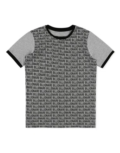 Billionaire Kids'  T-shirt Round Neck Ss All Over Bb Boy In Grey