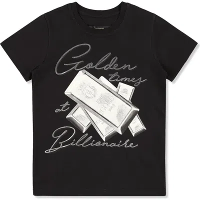 Billionaire Kids'  T-shirt Round Neck Ss Gold Boy In Black