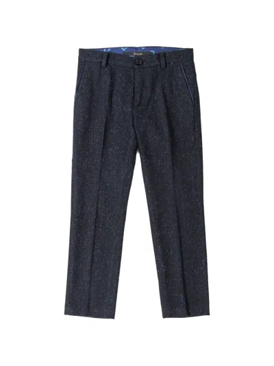 Billionaire Kids' Tweed Piping Trousers In Black