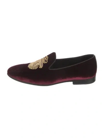 Pre-owned Billionaire Velvet Slippers In Burgundy
