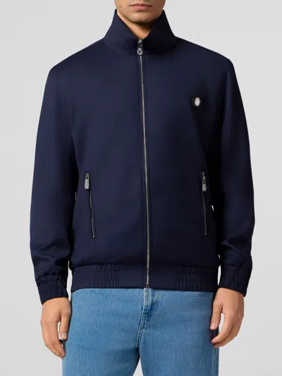 Billionaire Virgin Wool Bomber Jacket With Logo In Blue